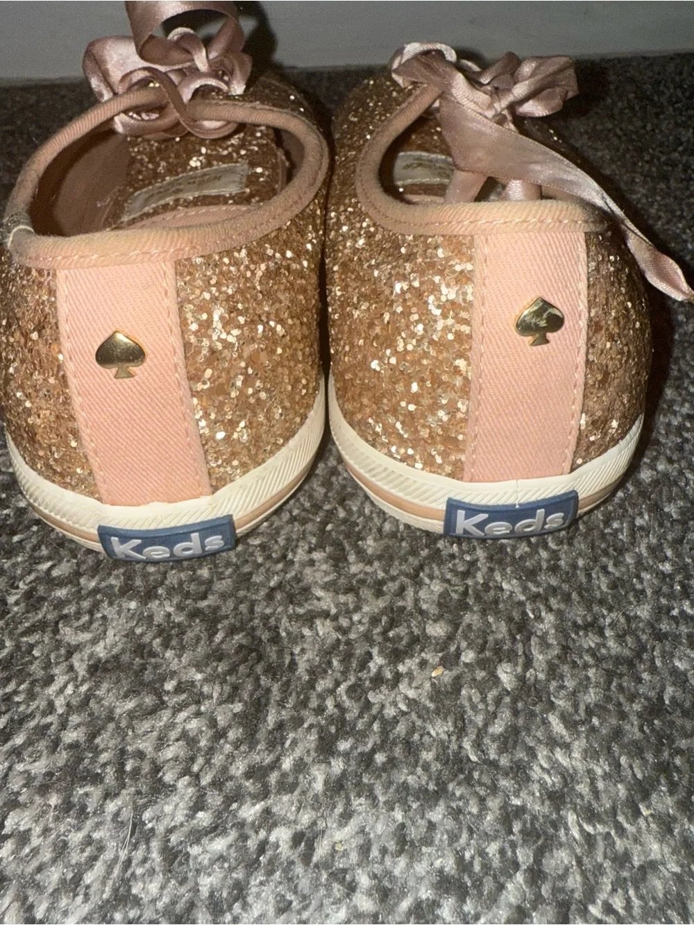 kate spade Rose Gold Glitter Ribbon Sneakers